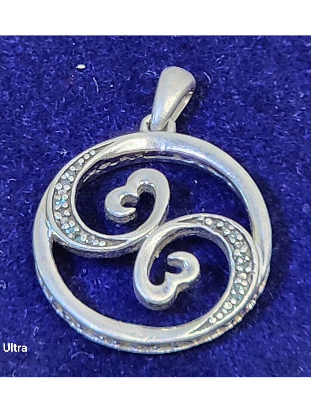 Beautiful Jane Seymour  Sterling Silver 925 Blue Diamond Pendant JWBR